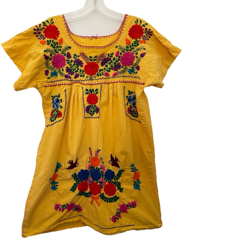 Sweet Girls VINTAGE EMBROIDERED MEXICAN Cotton DRESS Size Large